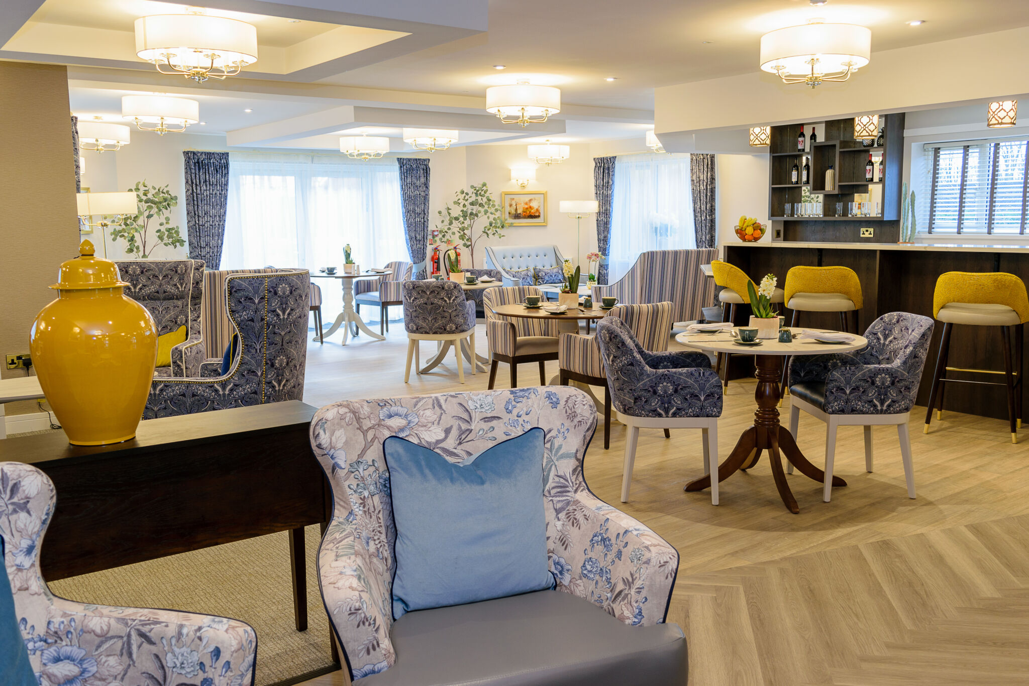The beautiful cafe bar and lounge area at St Mary's Lodge, residential care home in Anlaby