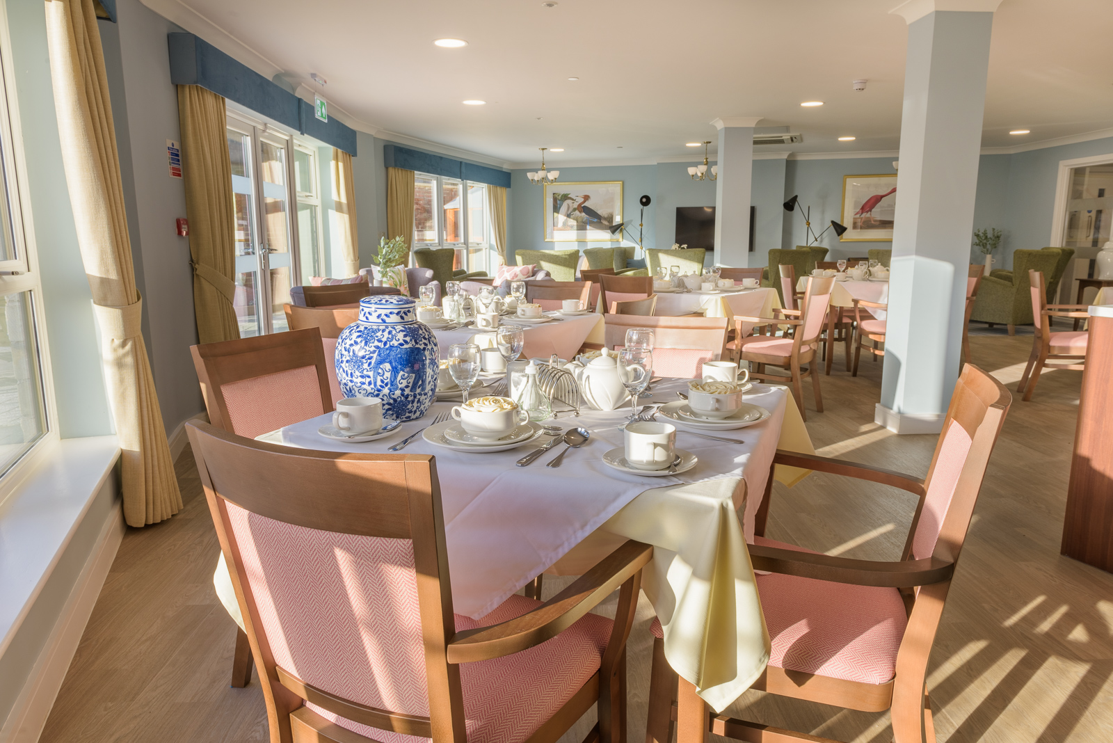 The welcoming dining area at Shipley Manor Care Home sits right next to the Leeds Liverpool Canal