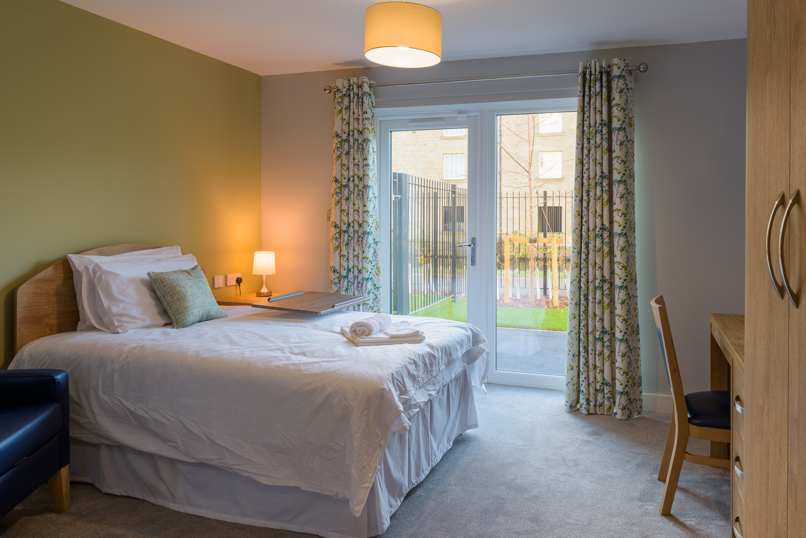 Some bedrooms at Shipley Manor Care Home open out into the secure garden.