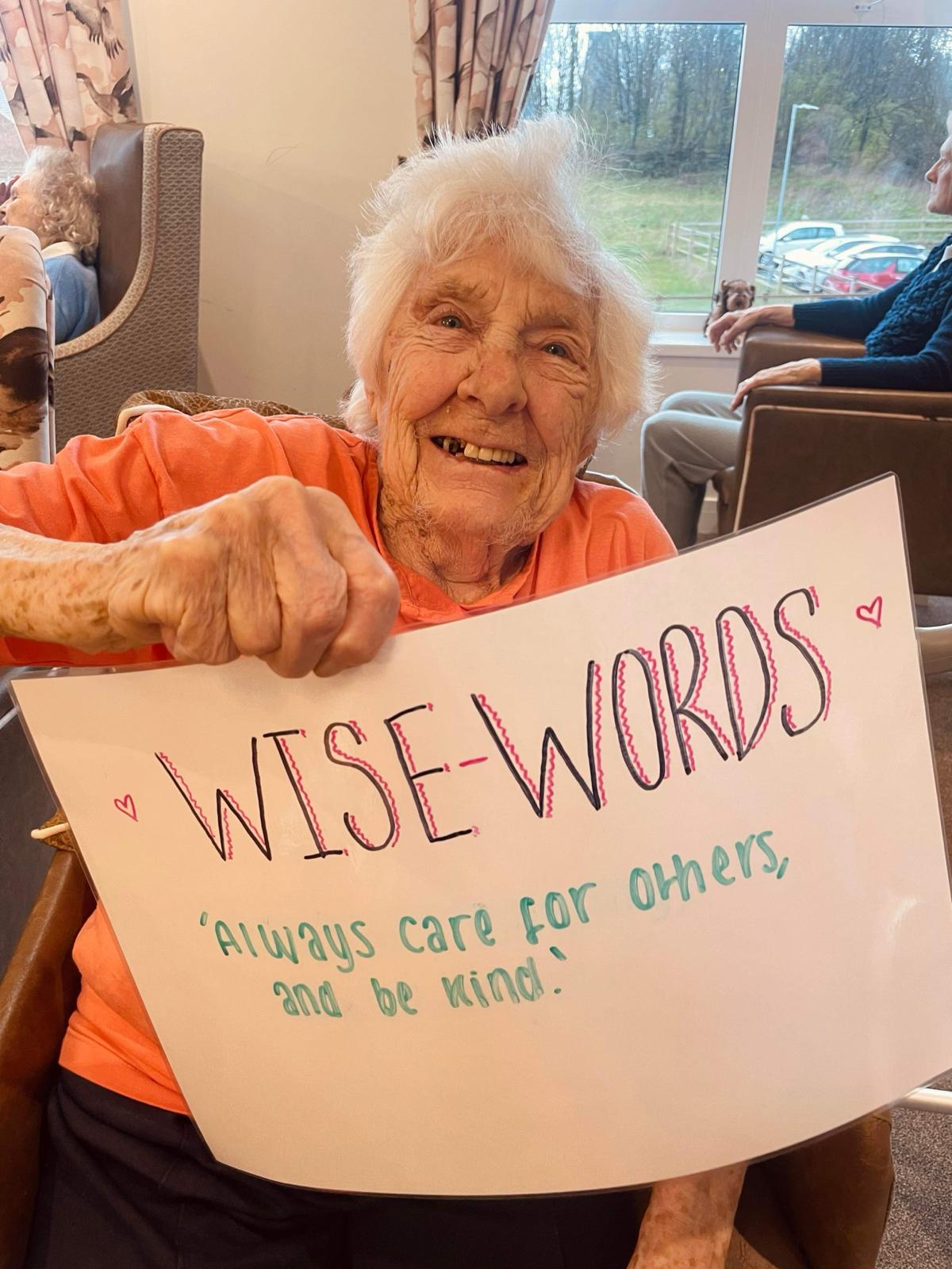 Another image of a Hessle resident at St Mary's Riverside, where the residents shared some wise words.